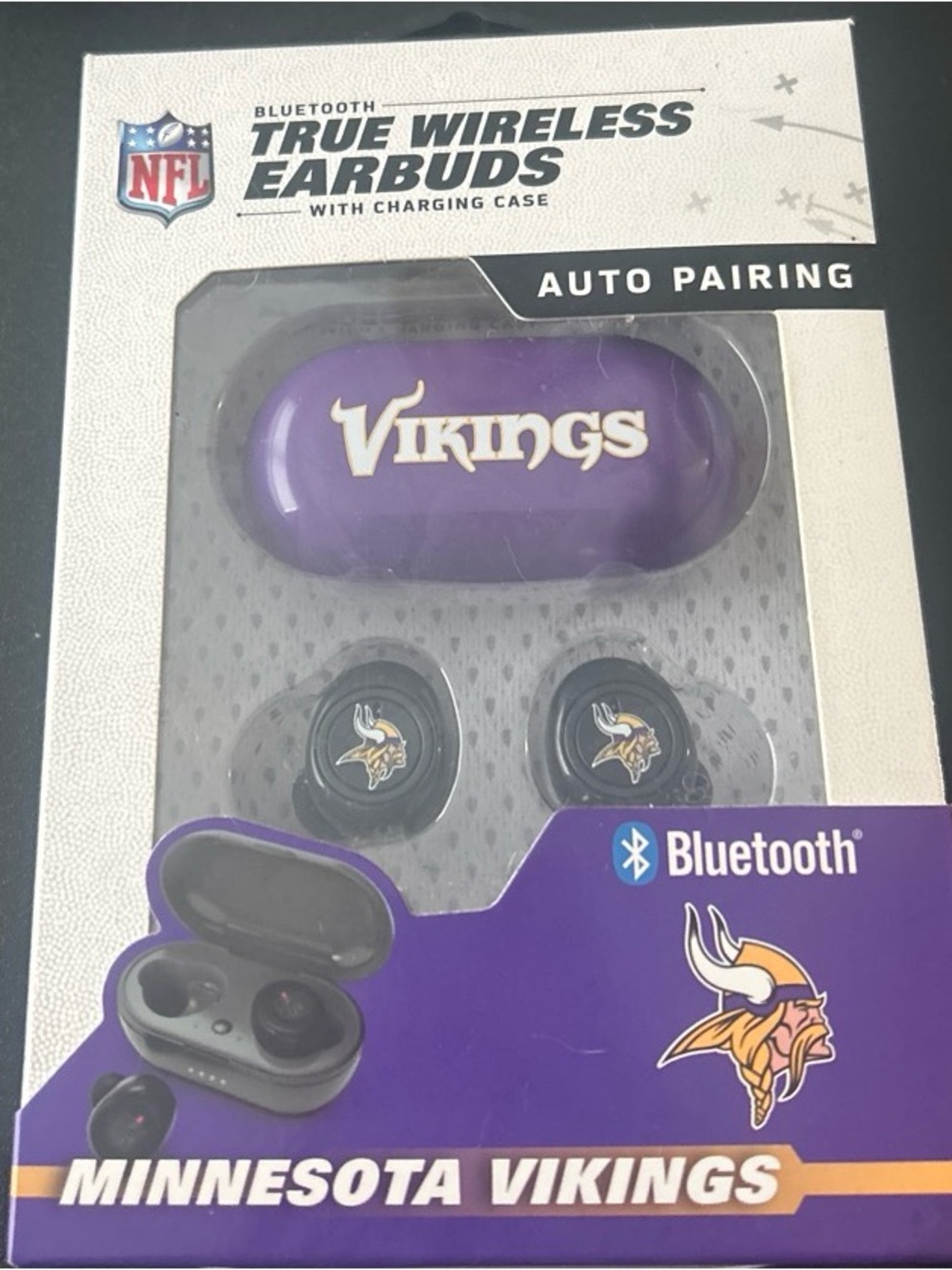 NFL SOAR True Wireless Earbuds with Black Case and Purple Accent